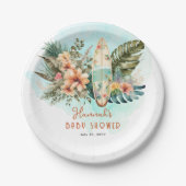 ベビーオンボードトロピカルサーフニュートラルベビーシャワー ペーパープレート (正面)