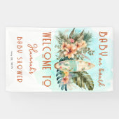 ベビーオンボードトロピカルサーフニュートラルベビーシャワー 横断幕 (横)