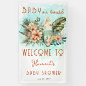 ベビーオンボードトロピカルサーフニュートラルベビーシャワー 横断幕 (縦)