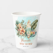 ベビーオンボードトロピカルサーフニュートラルベビーシャワー 紙コップ (正面)
