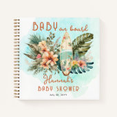 ベビーオンボードトロピカルサーフベビーシャワーゲストブック ノートブック (正面)