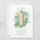 ベビーオンボードトロピカルパームベビーシャワー 招待状 (正面)