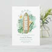 ベビーオンボードトロピカルパームベビーシャワー 招待状 (スタンド正面)