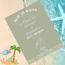 ベビーオンボードニュートラルグリーンベビーシャワーへようこそ フォトプリント