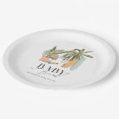 ベビーオンボードパームツリーサーフボードベビーシャワー ペーパープレート (アングル)