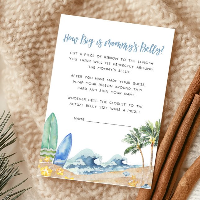 ベビーオンボードビーチどのように大きいママのベリーゲーム (Surfing Summer Boy Baby Shower How Big is Mommy's Belly Game)