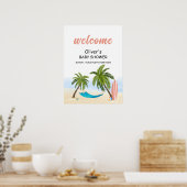 ベビーオンボードビーチサーフィンベビーシャワーウェルカム ポスター (キッチン)