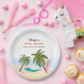 ベビーオンボードビーチサーフィンベビーシャワー ペーパープレート (パーティー)