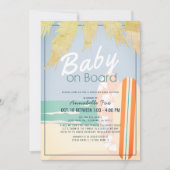 ベビーオンボードビーチサーフガールドライブバイベビーシャワー 招待状 (正面)