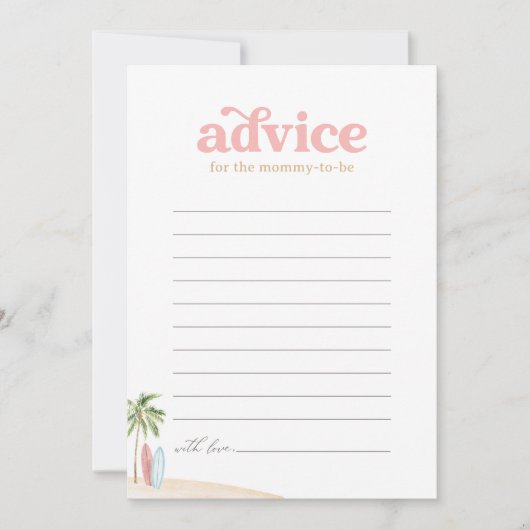 ベビーオンボードビーチサーフベビーシャワーアドバイスカード 招待状 (正面)