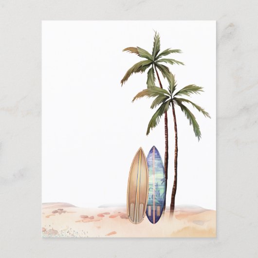 ベビーオンボードビーチサーフベビーシャワー招待状 (裏面)