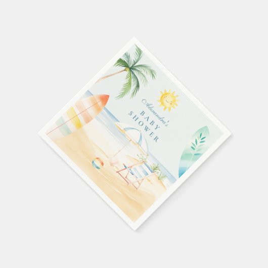ベビーオンボードビーチサーフベビーシャワー スタンダードカクテルナプキン (角)