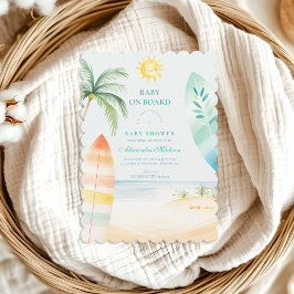 ベビーオンボードビーチサーフベビーシャワー 招待状