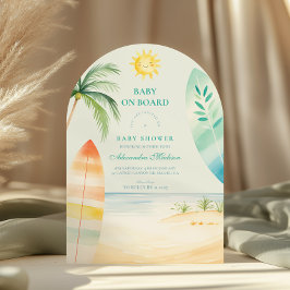 ベビーオンボードビーチサーフベビーシャワー 招待状