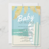 ベビーオンボードビーチサーフボーイベビーシャワーバイメール 招待状 (正面)