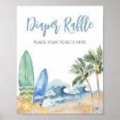 ベビーオンボードビーチベビーシャワーおむつラッフル ポスター (正面)