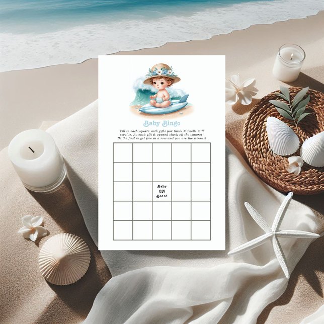 ベビーオンボードビーチベビーシャワービンゴゲーム (Baby on Board Beach Baby Shower Bingo Game)