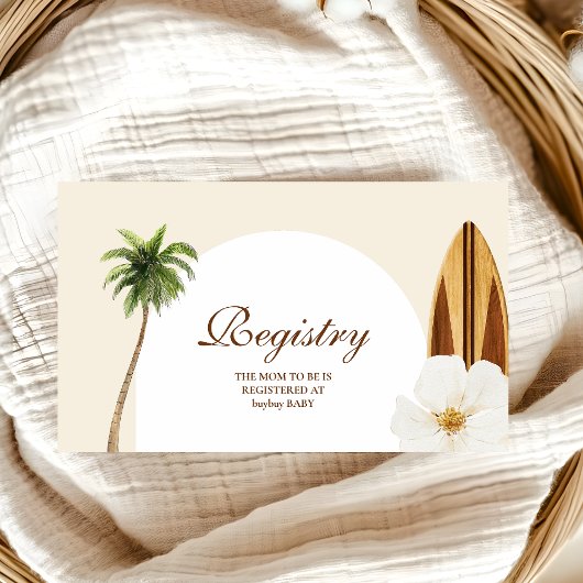 ベビーオンボードビーチベビーシャワーレジストリ エンクロージャーカード