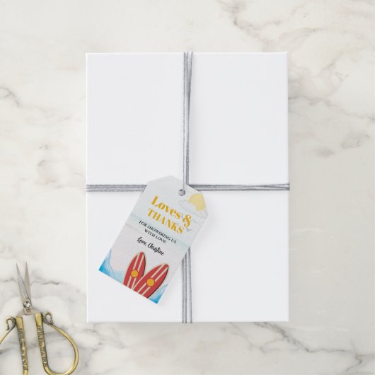 ベビーオンボードビーチベビーシャワー感謝していユー ギフトタグ (より糸付き)