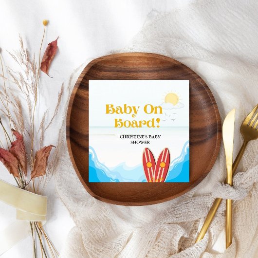 ベビーオンボードビーチベビーシャワー感謝していユー スタンダードカクテルナプキン