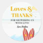 ベビーオンボードビーチベビーシャワー感謝していユー ラウンドシール (正面)