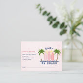 ベビーオンボードピンクの赤ちゃん女の子シャワーおむつラッフル エンクロージャーカード (スタンド正面)