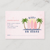 ベビーオンボードピンクの赤ちゃん女の子シャワーおむつラッフル エンクロージャーカード (正面)