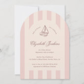 ベビーオンボードピンクエレガントの帆船ベビーシャワー 招待状 (正面)