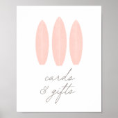 ベビーオンボードピンクサーフボードカードとギフトサイン ポスター (正面)