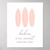 ベビーオンボードピンクサーフボードベビーは甘いサイン ポスター (正面)