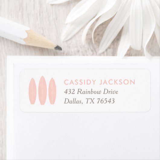 ベビーオンボードピンクサーフボードベビーシャワーリターン ラベル (インサイチュ)