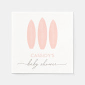 ベビーオンボードピンクサーフボードベビーシャワー スタンダードカクテルナプキン (正面)