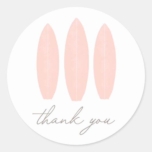 ベビーオンボードピンクサーフボードベビーシャワー ラウンドシール (正面)