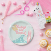 ベビーオンボードピンクビーチベビーシャワー ペーパープレート (パーティー)