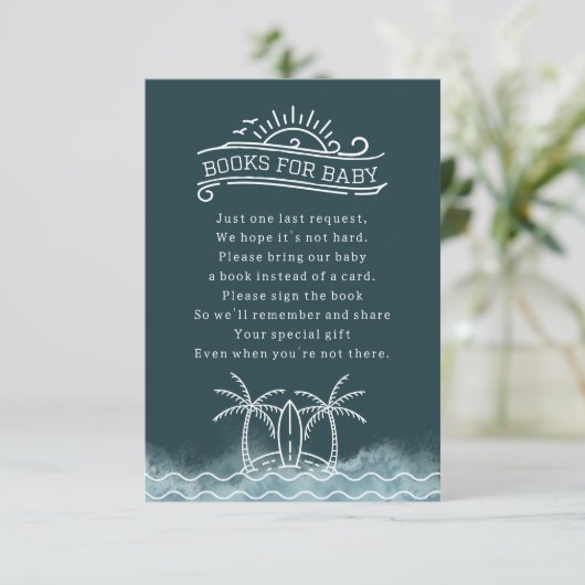 ベビーオンボードブックリクエスト石板ブルーベビーシャワー 招待状 (スタンド正面)