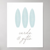 ベビーオンボードブルーサーフボードカードとギフトサイン ポスター (正面)