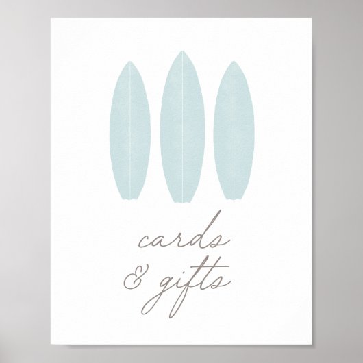 ベビーオンボードブルーサーフボードカードとギフトサイン ポスター (正面)