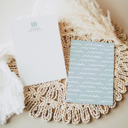 ベビーオンボードブルーサーフボードベビーシャワー サンキューカード