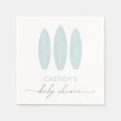 ベビーオンボードブルーサーフボードベビーシャワー スタンダードカクテルナプキン (正面)