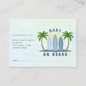 ベビーオンボードブルー男の赤ちゃんシャワーおむつラッフル エンクロージャーカード (正面)