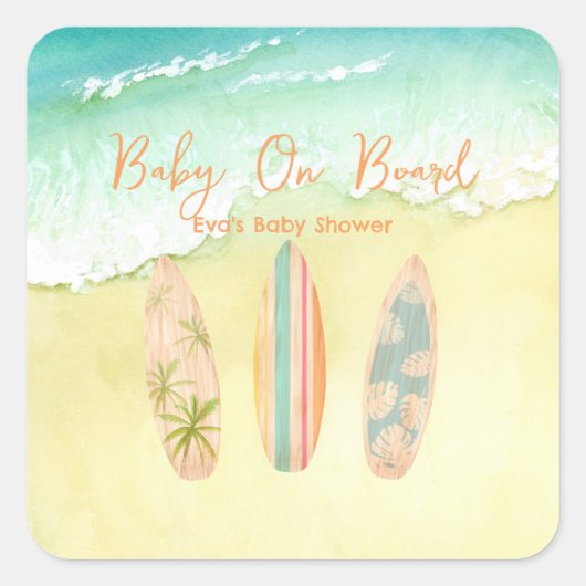 ベビーオンボードベビーシャワーステッカー スクエアシール (正面)