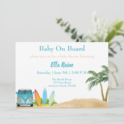 ベビーオンボードベビーシャワー招待状 招待状 (スタンド正面)