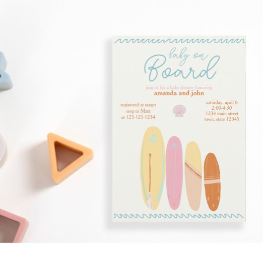 ベビーオンボードベビーシャワー海テーマ 招待状