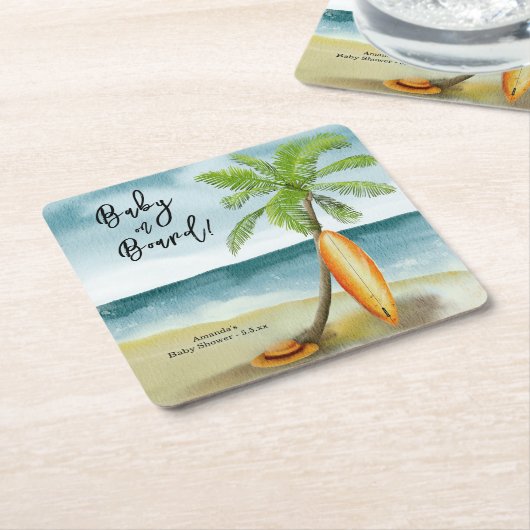 ベビーオンボードベビーシャワー スクエアペーパーコースター (アングル)