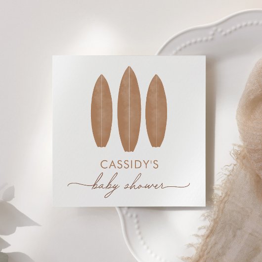 ベビーオンボードボホサーフボードベビーシャワー スタンダードカクテルナプキン