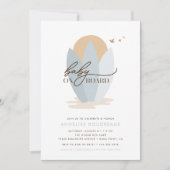 ベビーオンボードボホビーチサーフボーイベビーシャワー 招待状 (正面)