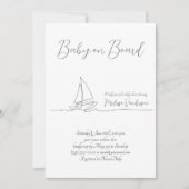 ベビーオンボードミニマルビーチ白黒 招待状 (正面)