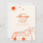 ベビーオンボードリトルサーファーベビーシャワー 招待状 (正面)