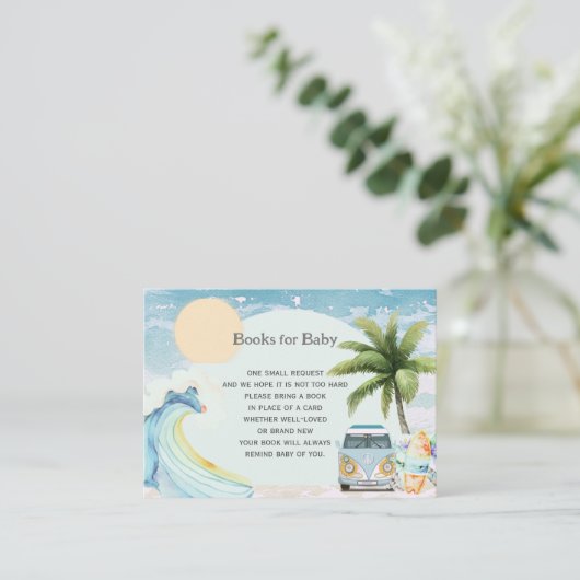 ベビーオンボードレトロサーフィンビーチベビーシャワー エンクロージャーカード (スタンド正面)