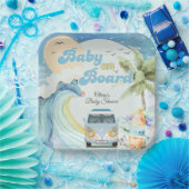 ベビーオンボードレトロサーフィンビーチベビーシャワー ペーパープレート (パーティー)